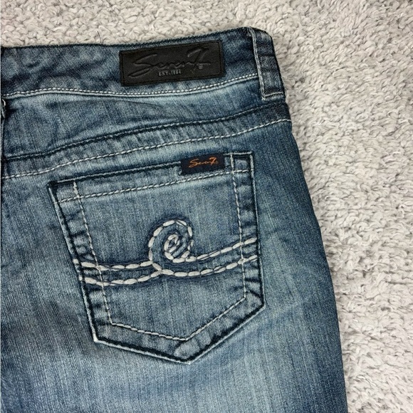 Seven Jeans Womens 8 Boot Cut Denim Embroidered Casual Basic Whiskering Party - Picture 3 of 5